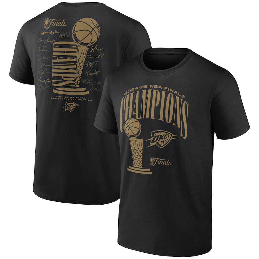 Men 2025 NBA Oklahoma City Thunder black T shirt style 3
